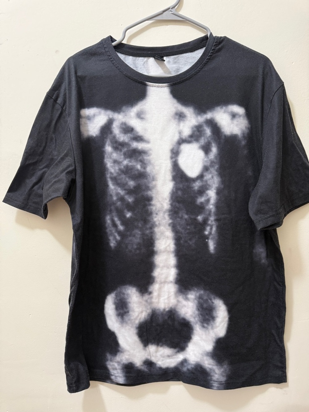 ROMWE Black Tie-Dye X-Ray Graphic Short Sleeve Tee